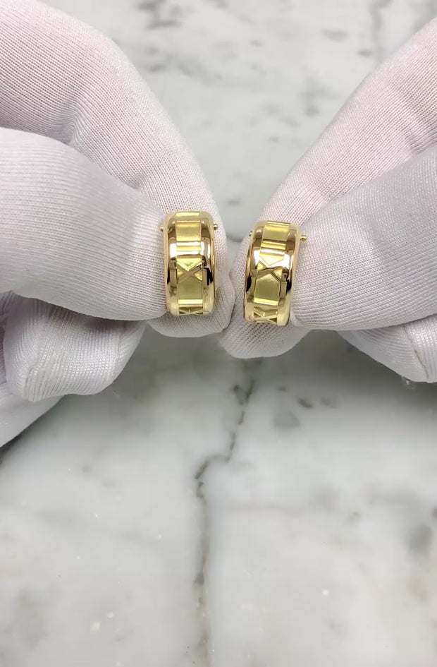 Vintage Tiffany & Co. 18K Yellow Gold Atlas Small Hoop Earrings ½