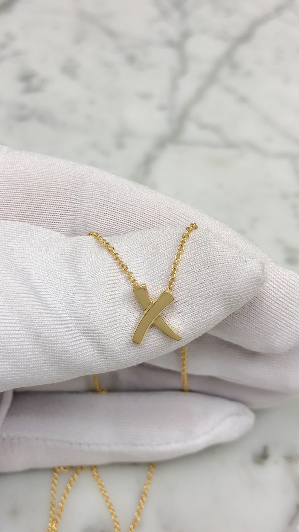 Vintage Tiffany & Co. Paloma Picasso 18K Gold Graffiti Mini X Pendant Necklace