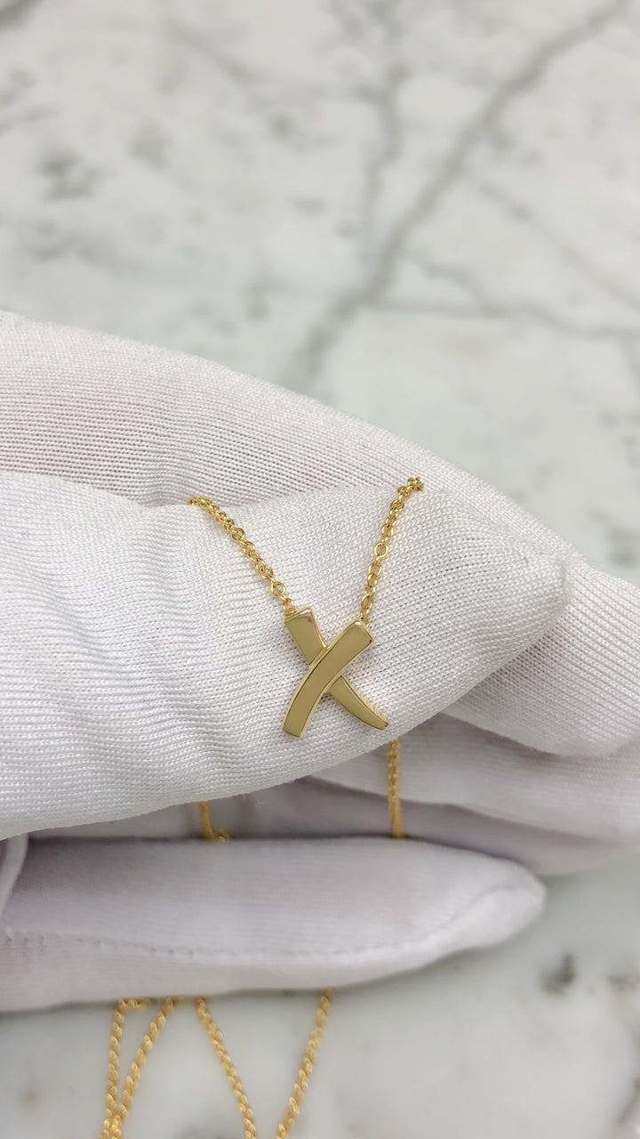 Vintage Tiffany & Co. Paloma Picasso 18K Gold Graffiti Mini X Pendant Necklace
