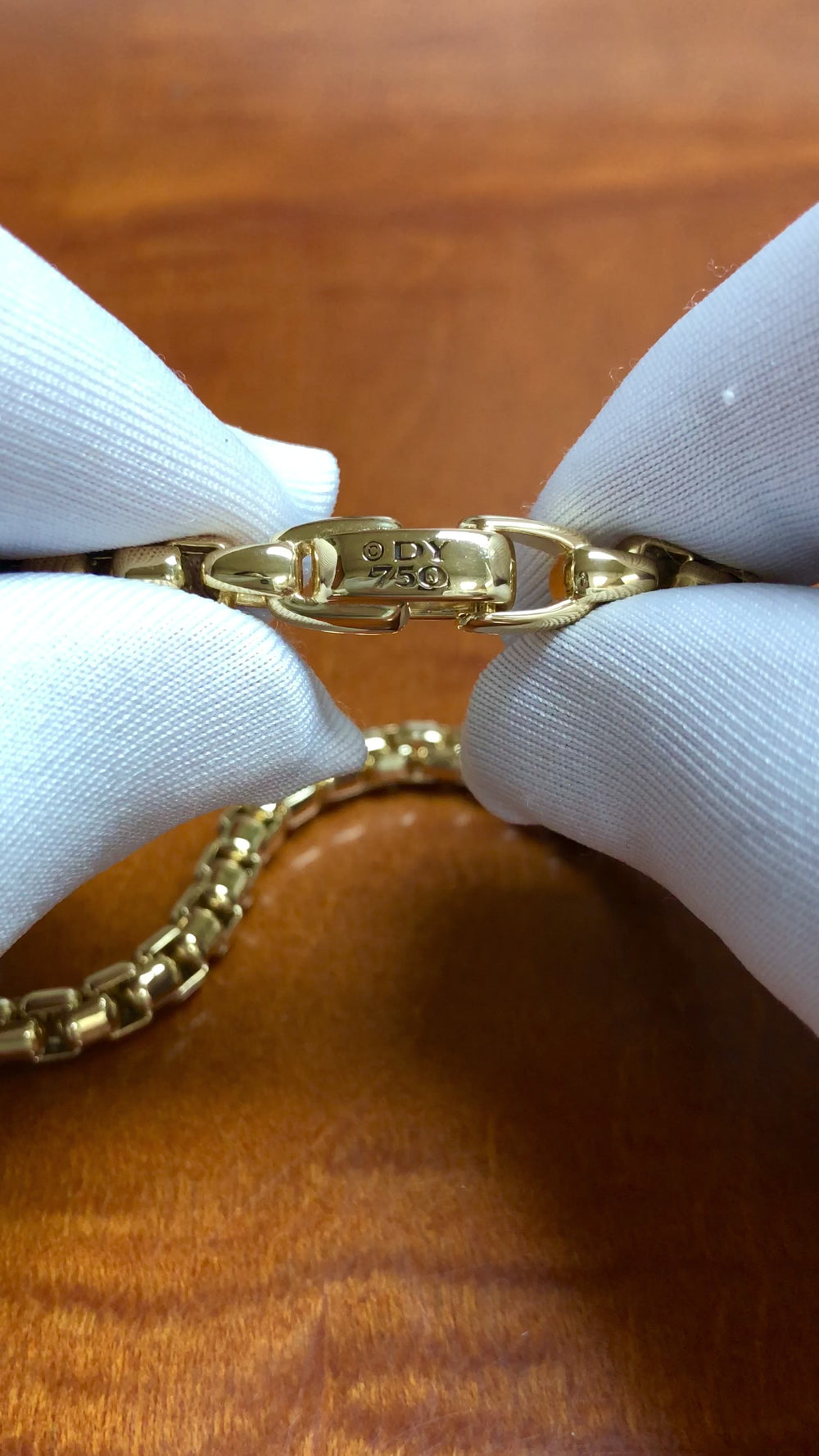 David Yurman 18K Yellow Gold 5mm Men's Box Chain Bracelet 8" inch