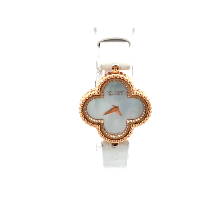 Ladie's Van Cleef & Arpels 18K Rose Gold Sweet Alhambra Diamond Watch 23mm