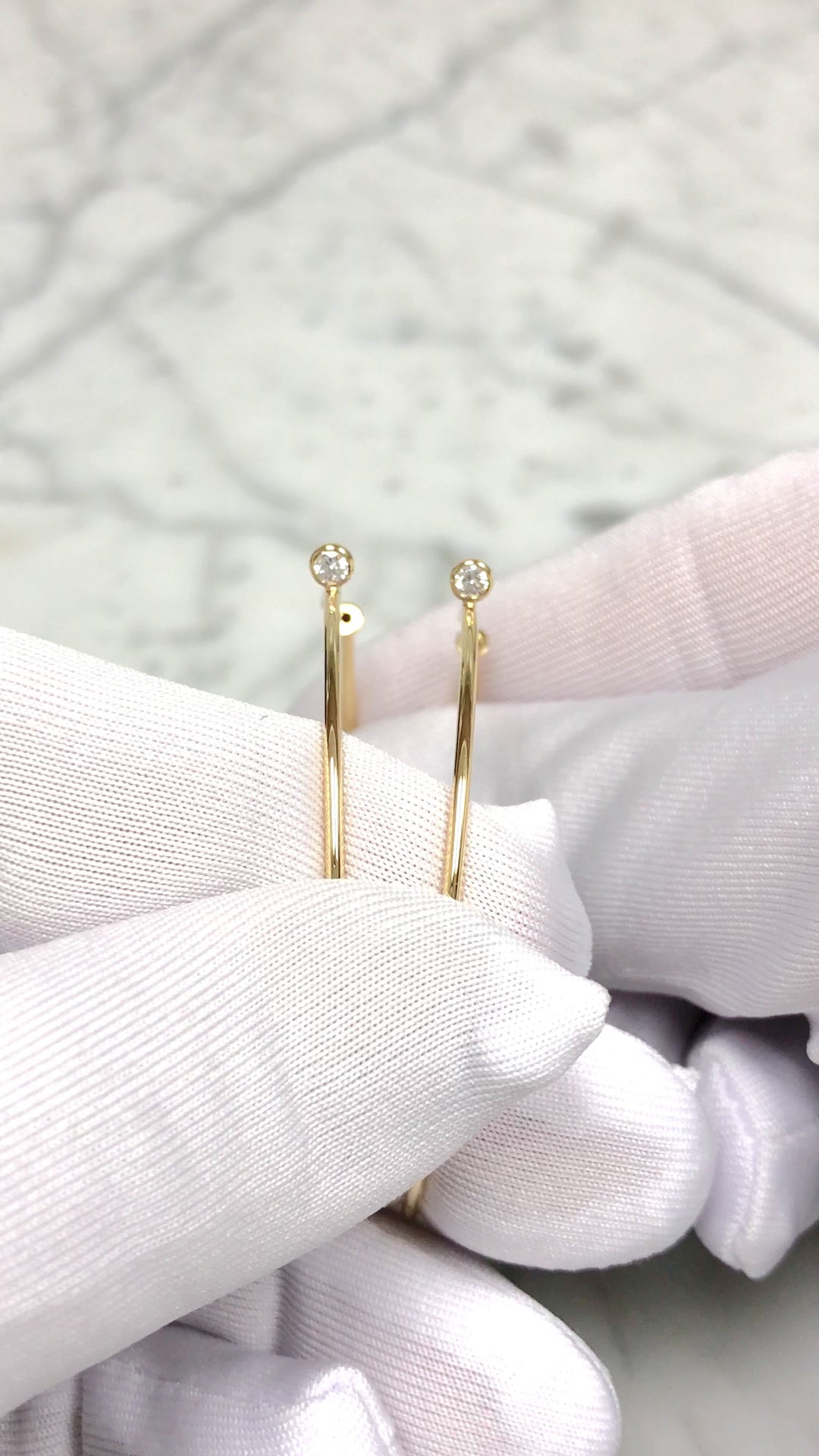 Tiffany & Co. Elsa Peretti 18K Gold Diamond Hoop Earrings 44mm (1.75 In) Medium