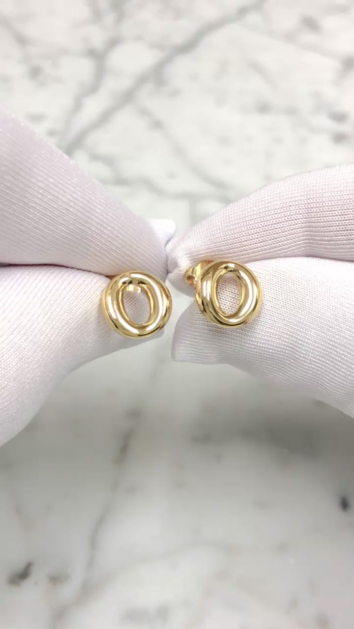 Tiffany & Co. Elsa Peretti Sevillana Stud Earrings 18K Yellow Gold Small