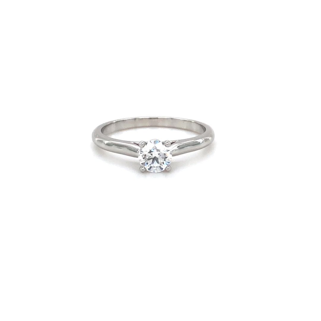 Cartier 1895 Platinum Diamond Engagement Ring with Round .36 Ct FVVS2