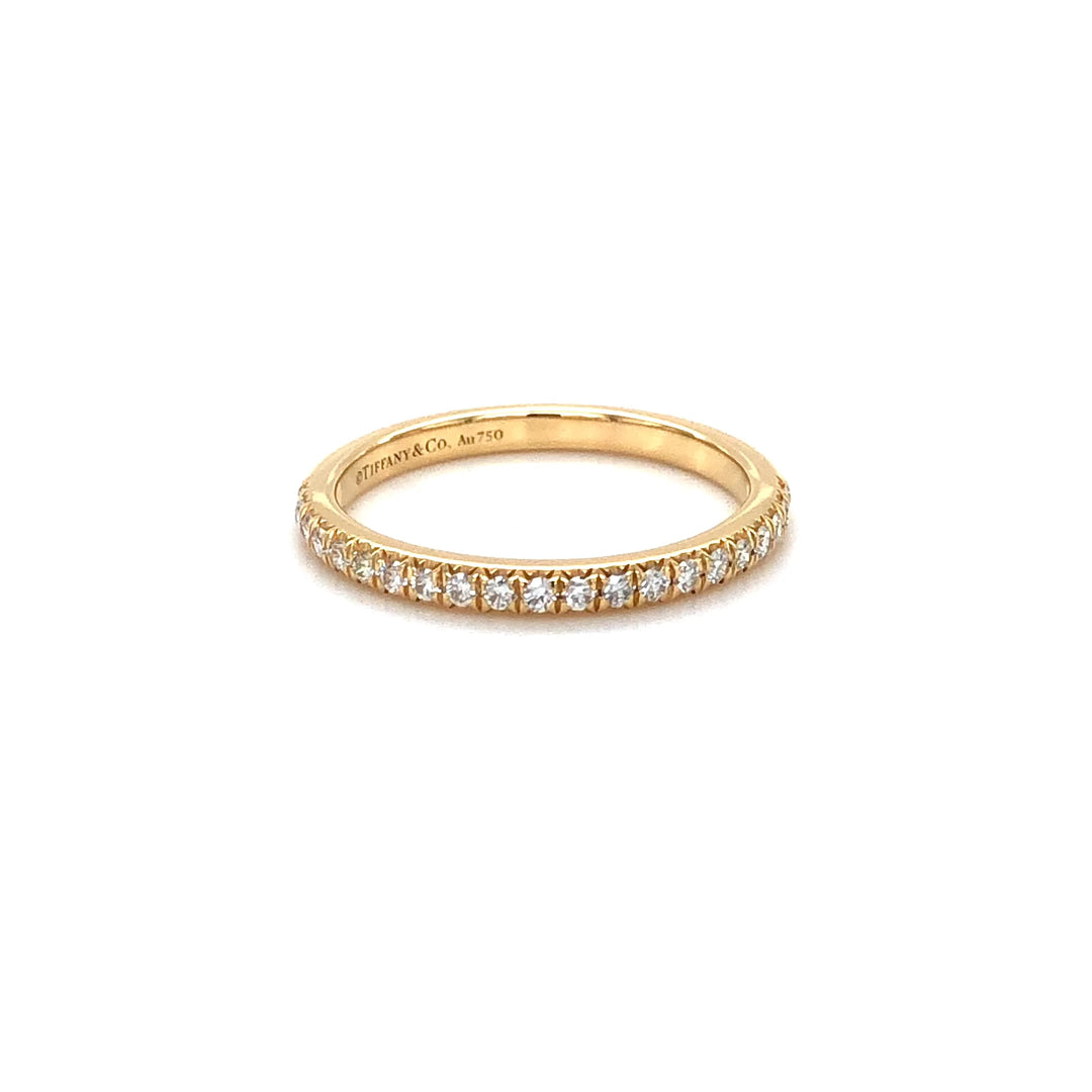 Tiffany & Co. 18K Yellow Gold Soleste Half Circle Round Diamond Band Ring