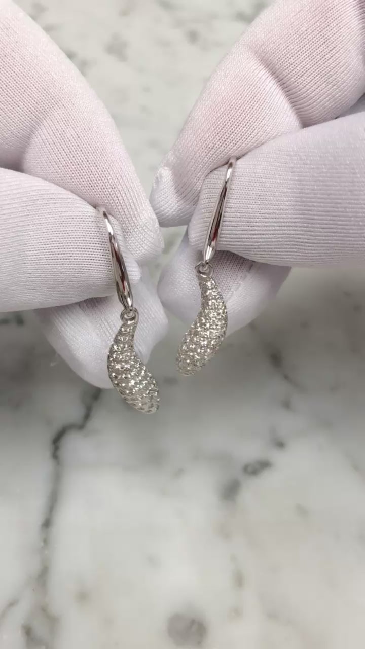 Tiffany & Co. Frank Gehry 18K White Gold Fish Diamond Pave Earrings