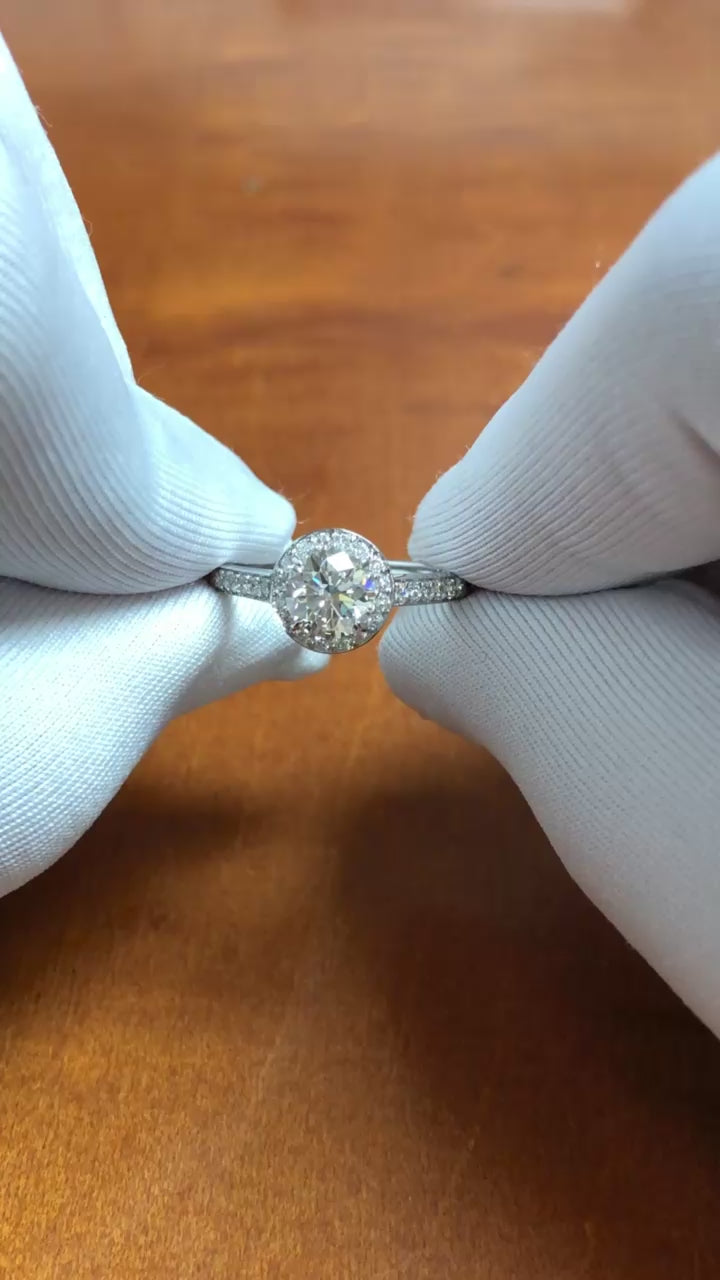 Tiffany & Co. Platinum .82 Ct Center Round Legacy Diamond Engagement Ring GVS1