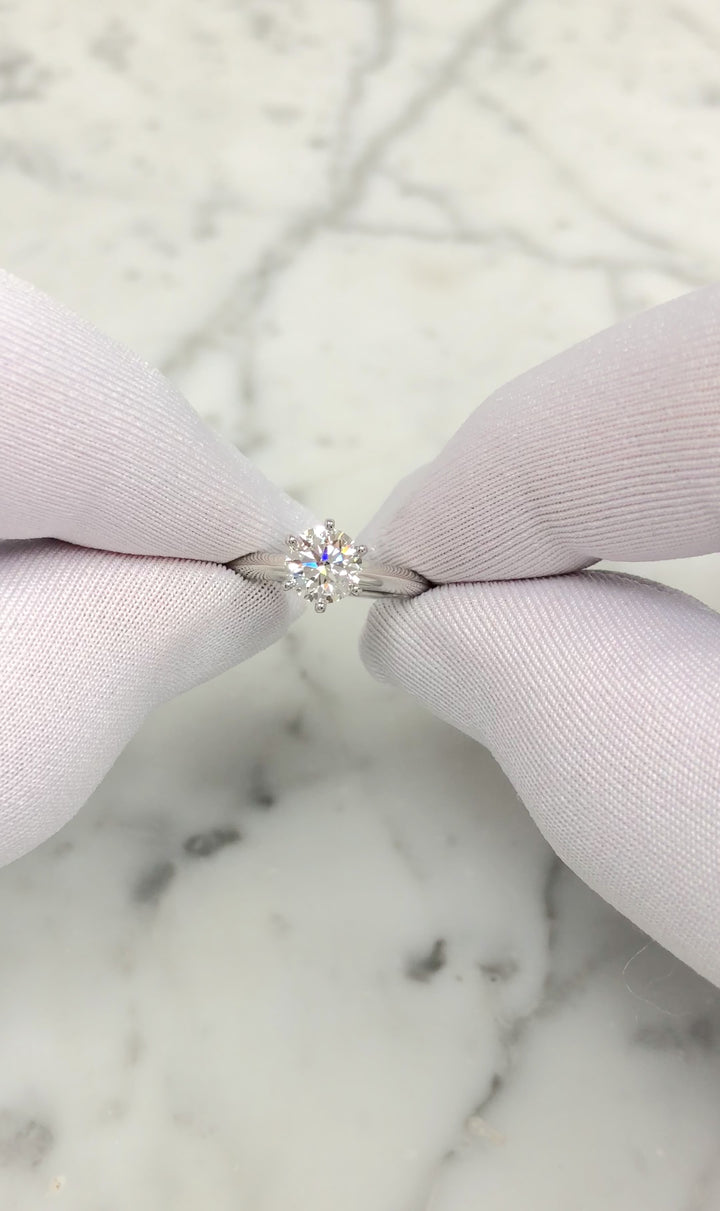 Tiffany & Co. Platinum .84 ct F VS1 Round Diamond Solitaire Engagement Ring