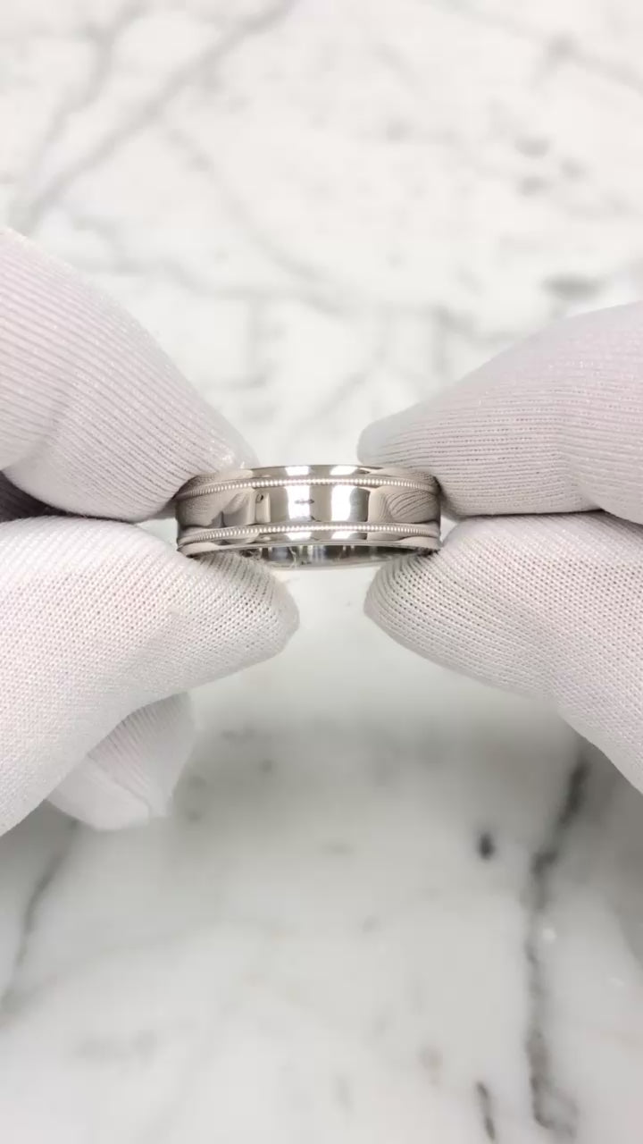 Tiffany & Co Platinum Together Double Milgrain Wedding Band 6 mm Size 7.5