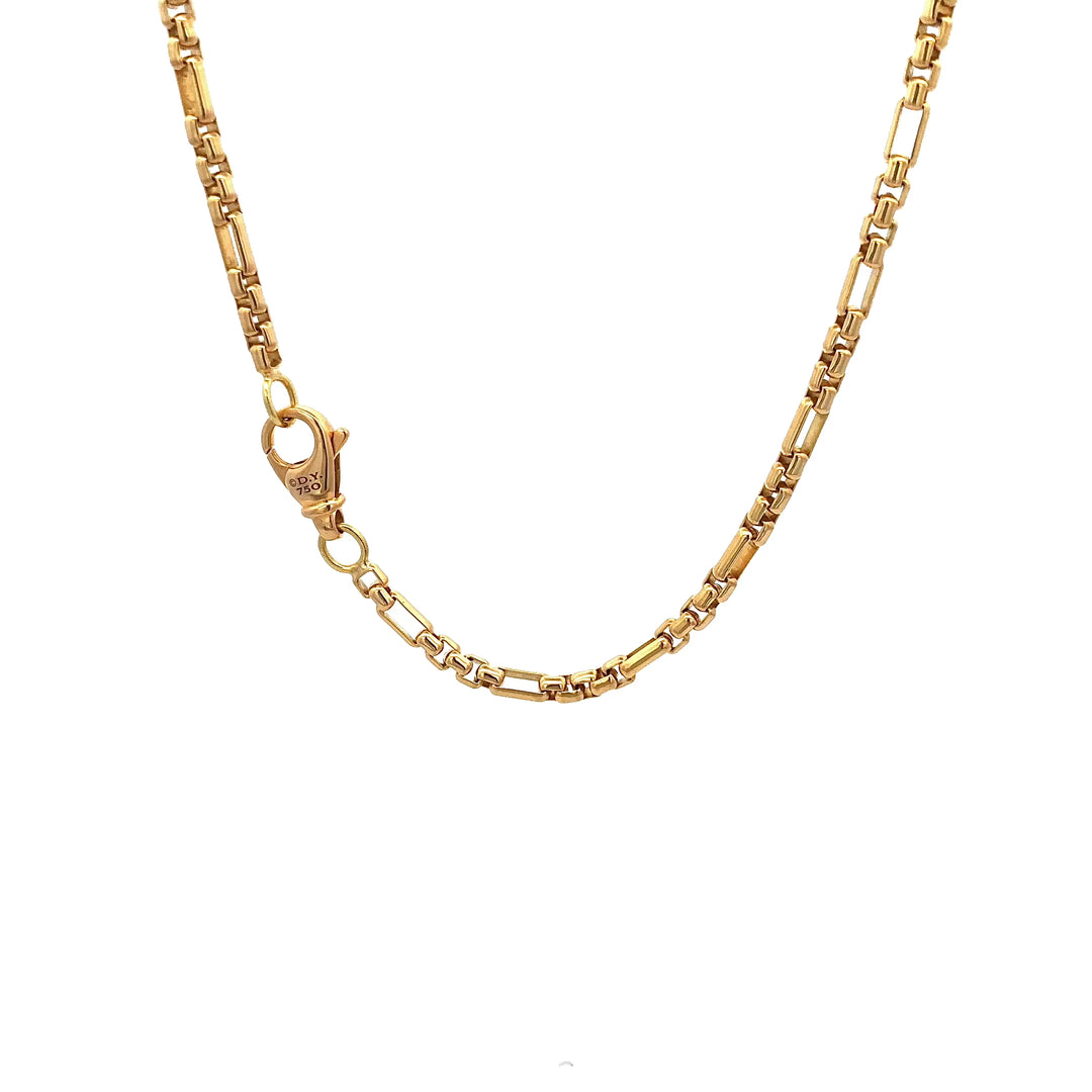 David Yurman Men's 18K Yellow Gold 3mm Open Station Box Chain Necklace 26" Long