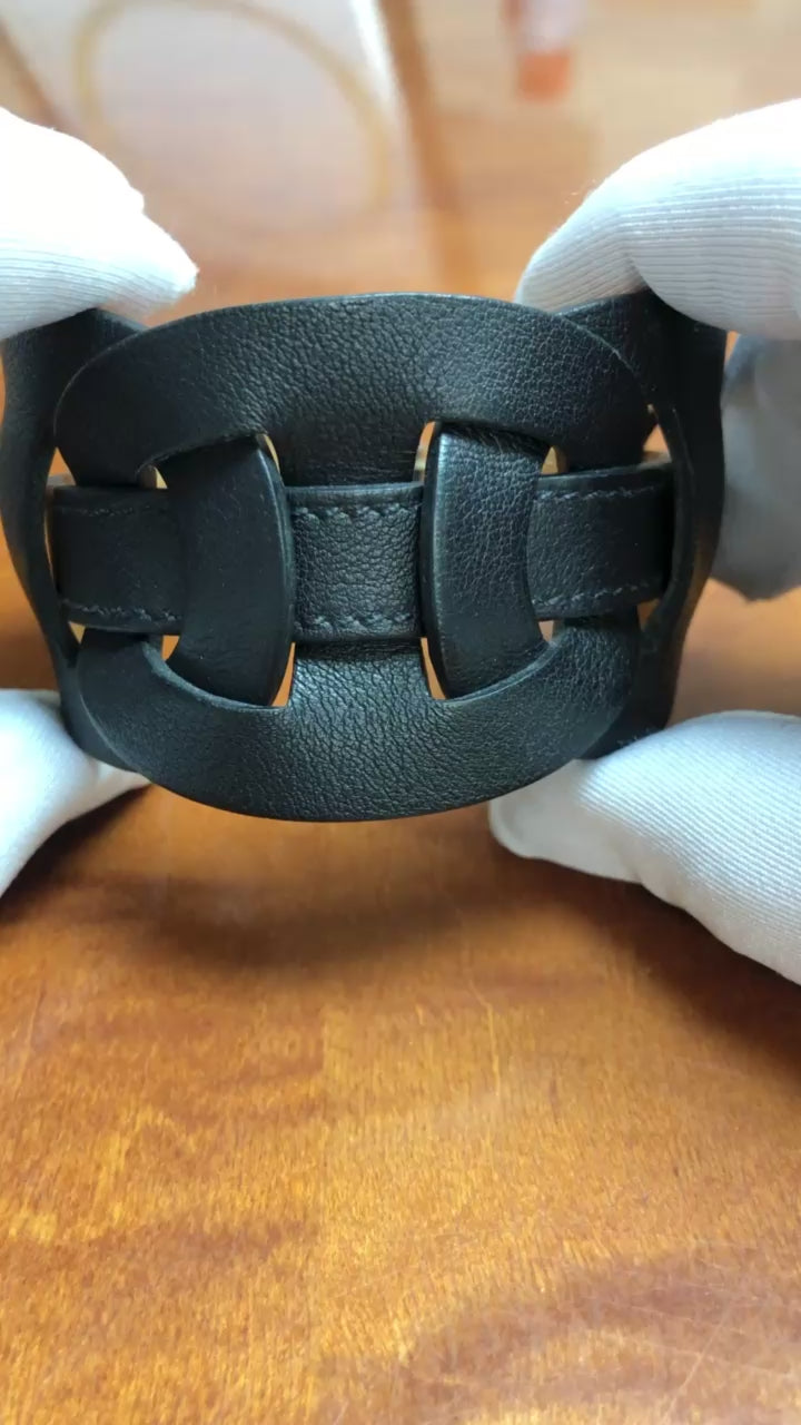 Hermès Fétiche Chaîne d'Ancre Leather Wrap Bracelet in Black Circa 2006