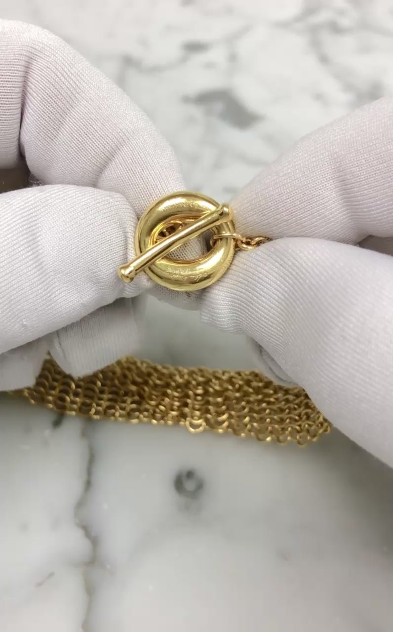 Tiffany & Co. Elsa Peretti Vintage 18K Yellow Gold Mesh Toggle Bracelet 8.5"