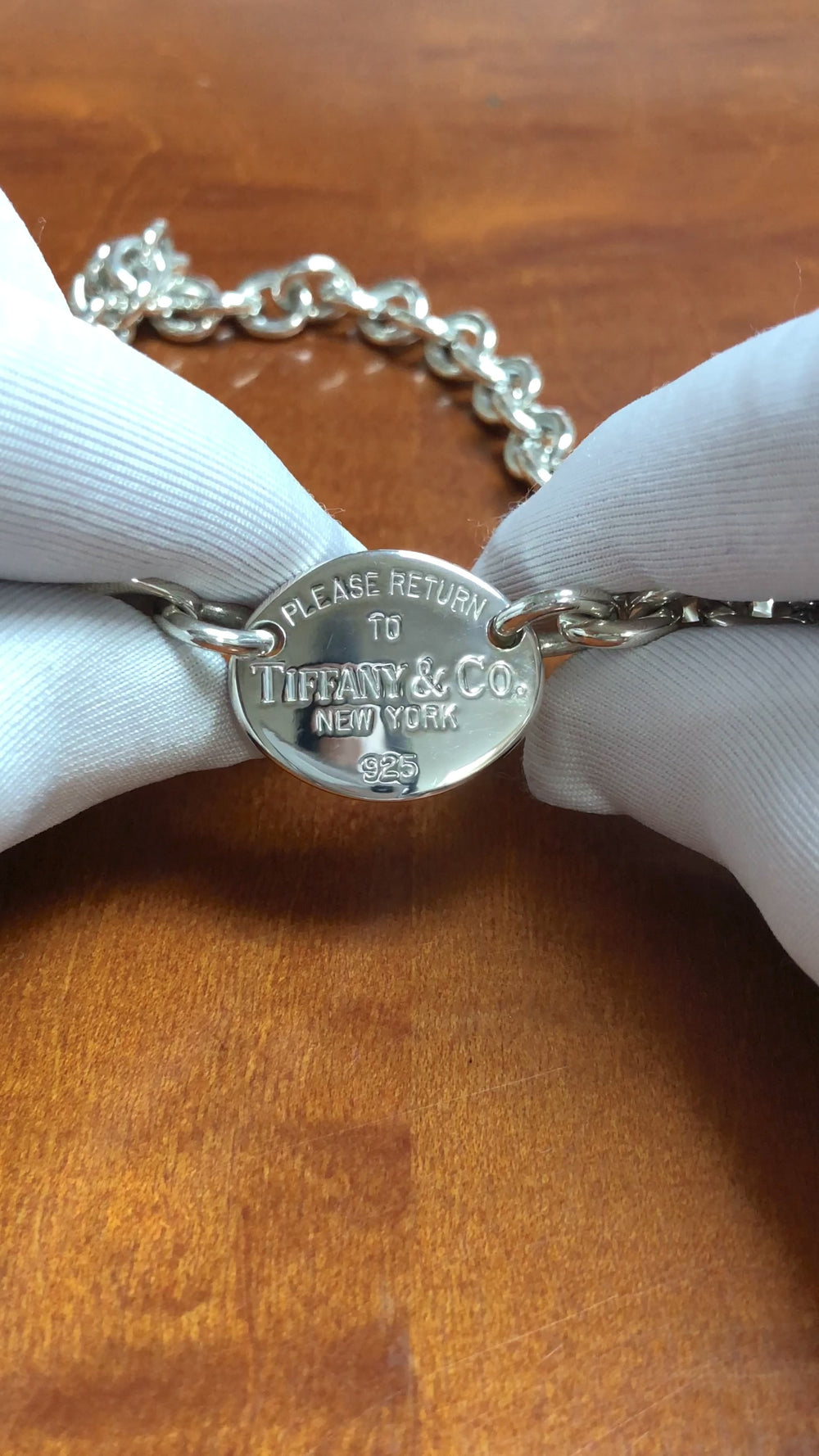 Tiffany & Co. Return to Tiffany Sterling Silver Oval Tag Link Necklace 16.5"