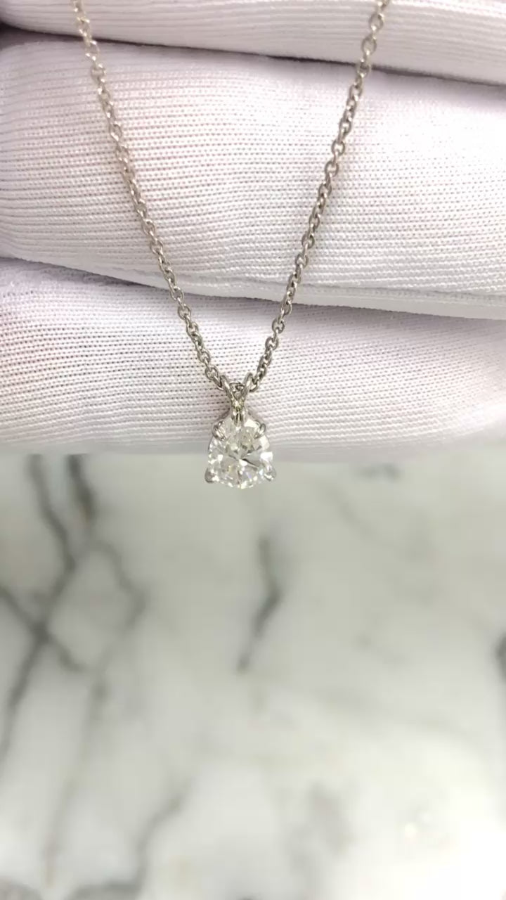 Harry Winston Platinum Pear Shape Diamond Solitaire Pendant Necklace .85ct DVVS2
