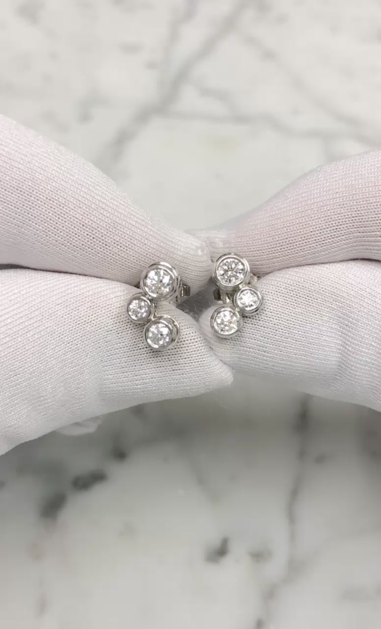 Vintage Tiffany & Co. Platinum Bubble Diamond Studs Earrings