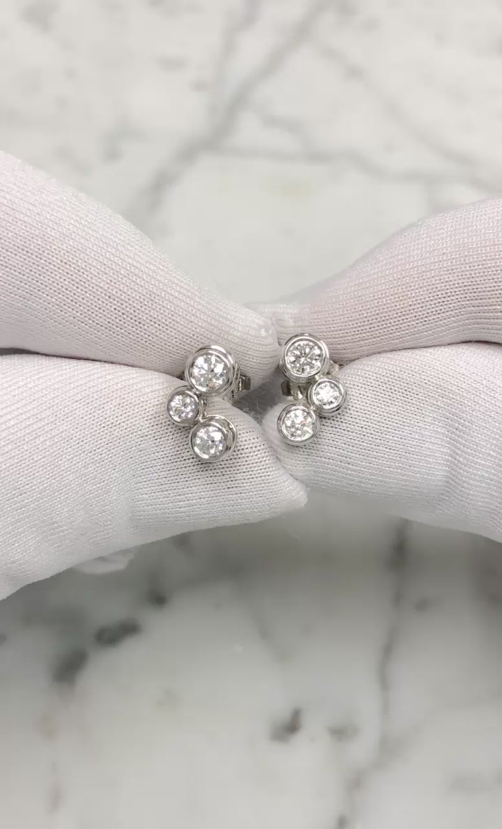 Vintage Tiffany & Co. Platinum Bubble Diamond Studs Earrings
