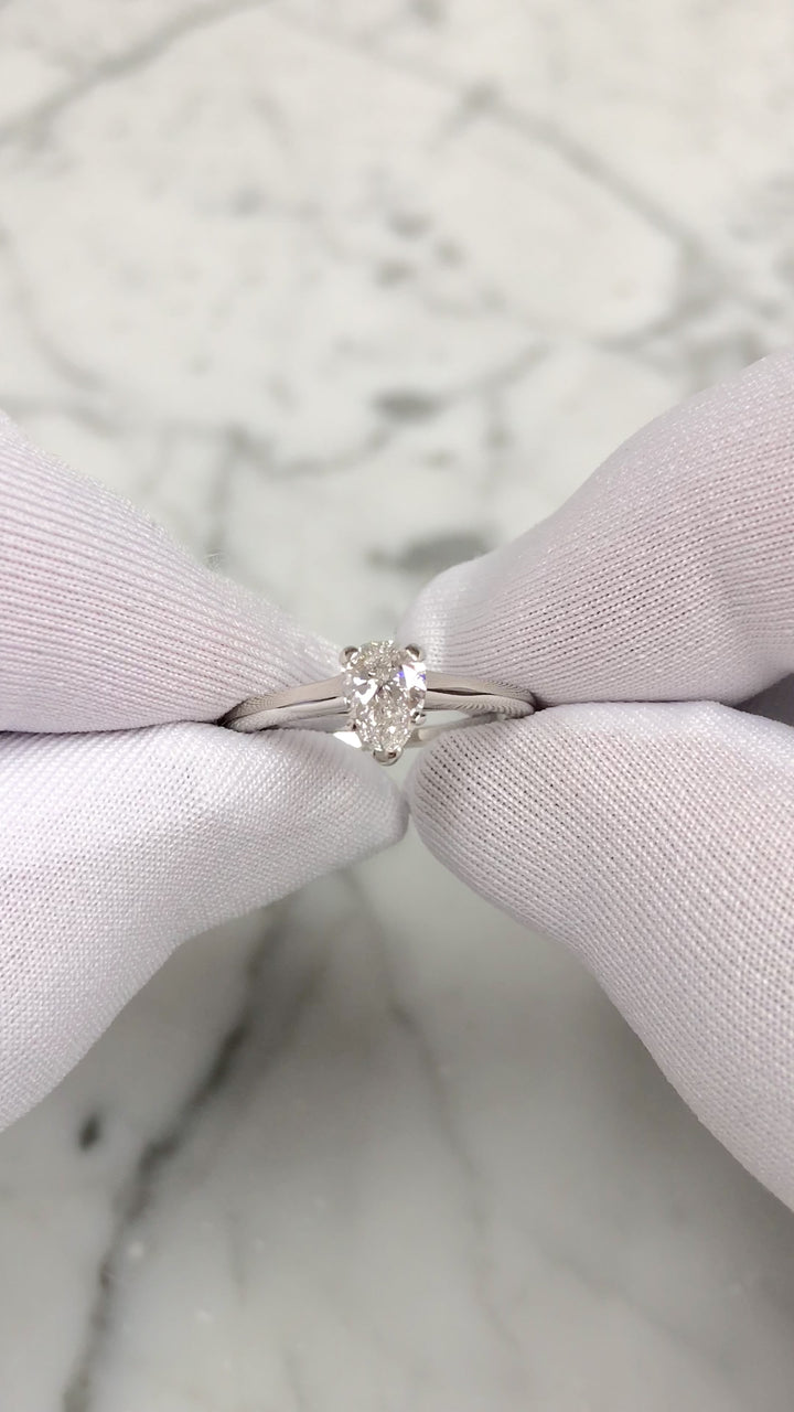 Tiffany & Co. Mid-Century Platinum .54 ct Pear Shape Diamond Engagement Ring