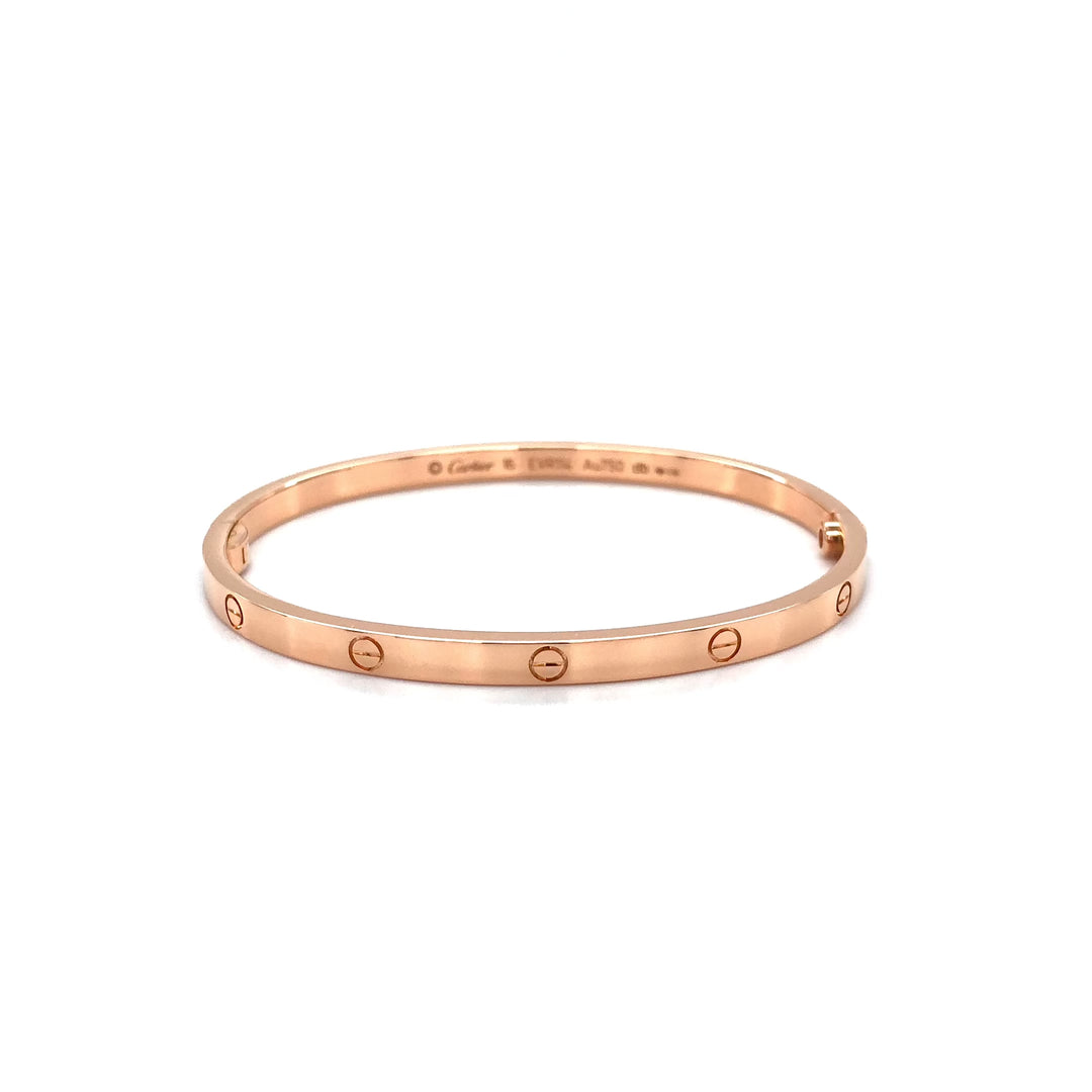 Cartier 18K Rose Gold Love Bracelet Bangle Size 16 Small Model