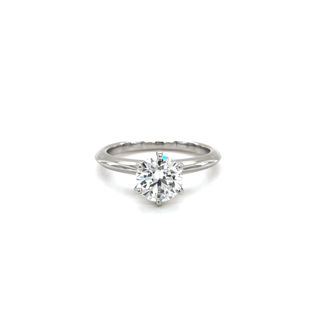 Tiffany & Co. Platinum Solitaire Round Diamond Engagement Ring 1.31ct G VVS2