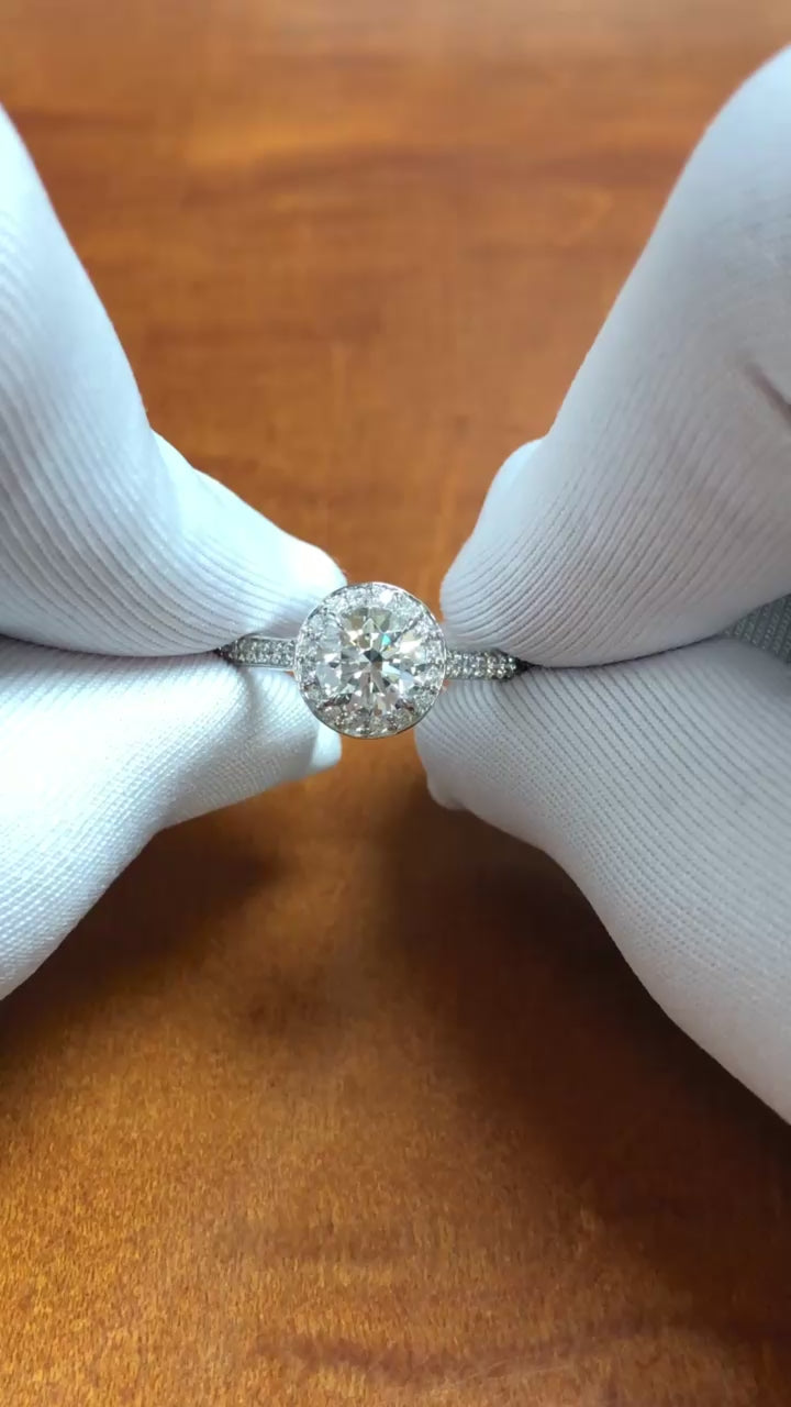 Tiffany & Co. Platinum .97 Cts Center Round Soleste Diamond Engagement Ring DVS1