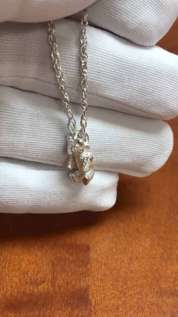 Vintage Tiffany & Co. Sterling Silver Articulated Teddy Bear Charm Necklace 18"