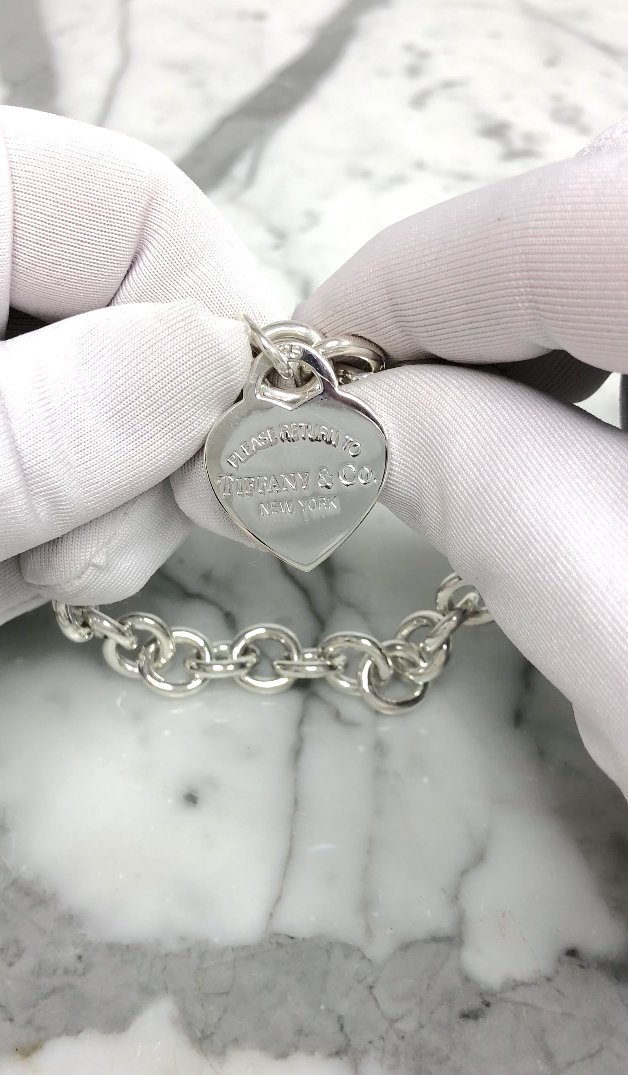 Tiffany & Co. Silver Return to Tiffany Heart Tag Link Bracelet 7.5
