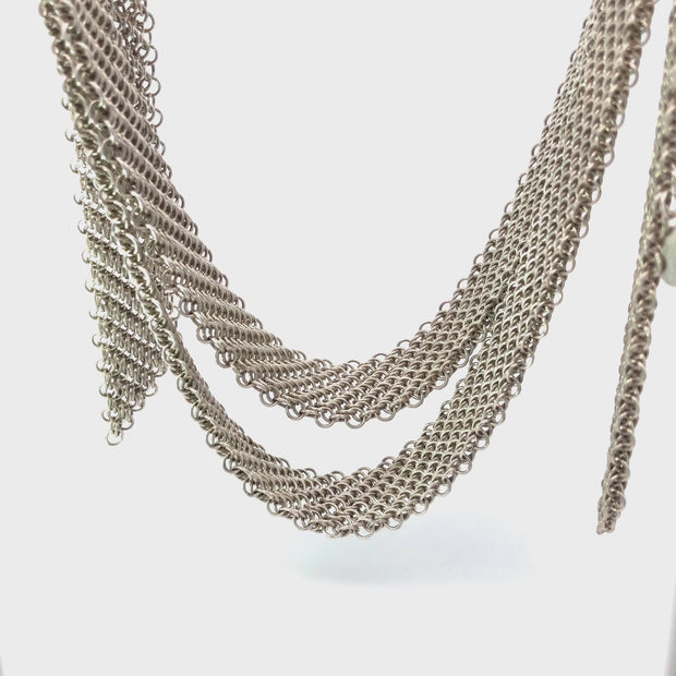 TIFFANY Sterling Silver Elsa Peretti Large Mesh Scarf Necklace 1284477