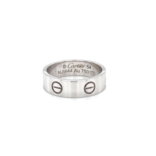 Cartier Love 18K White Gold 5.5mm Size 54 (US6.75) Band Ring – The