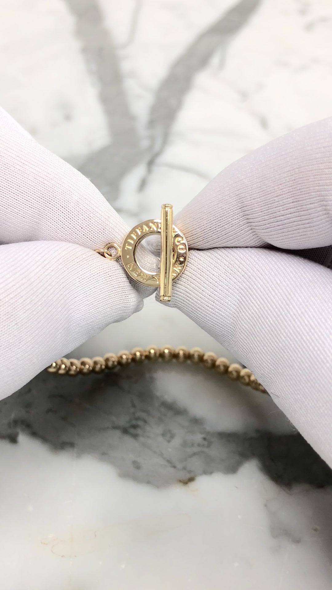 Tiffany & Co. Vintage 18K Yellow Gold Toggle Bead Bracelet 7" – 8.5"