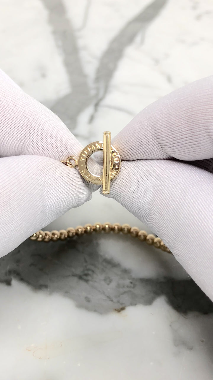 Tiffany & Co. Vintage 18K Yellow Gold Toggle Bead Bracelet 7" – 8.5"