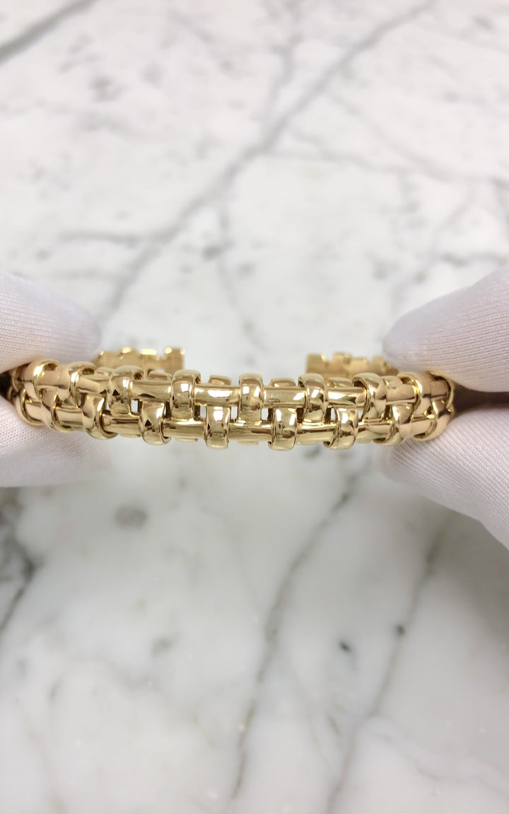 Vintage Tiffany & Co. 18K Yellow Gold Vannerie Basket Weave Cuff Bracelet