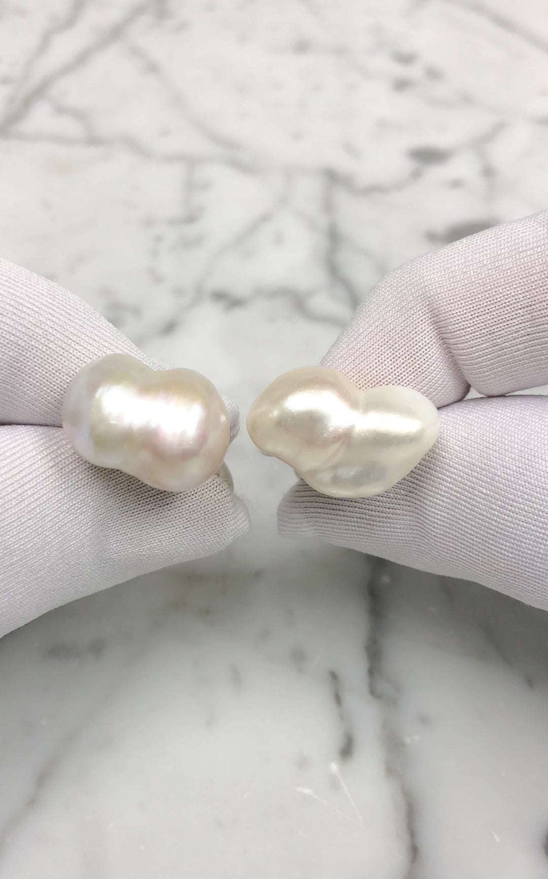 Vintage 18K Yellow Gold Keshi Pearl Cufflinks Exceptional Luster