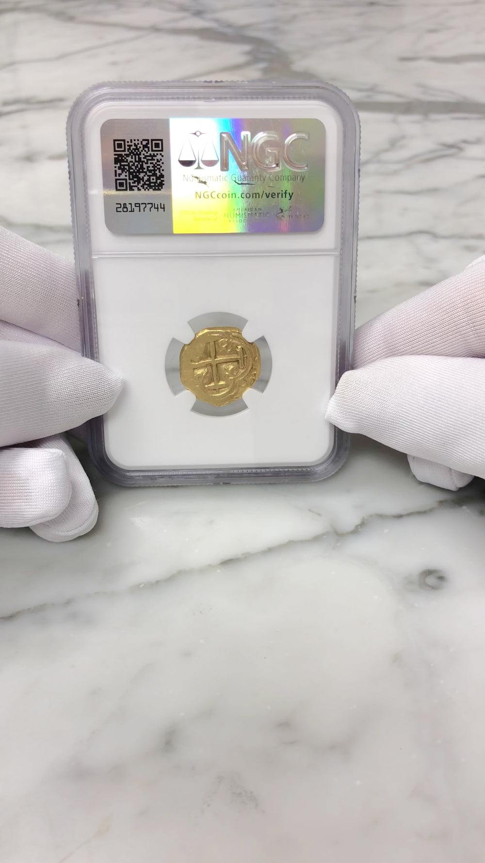 1690–1699 Colombia 2 Escudos Gold Cob – Charles II – NGC UNC Details – 6.70g