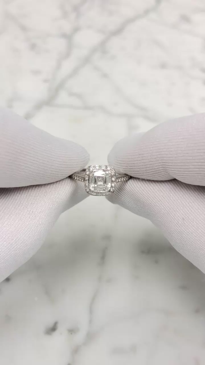 TIffany & Co. Platinum Legacy .98ct Center Cushion Diamond Engagement Ring