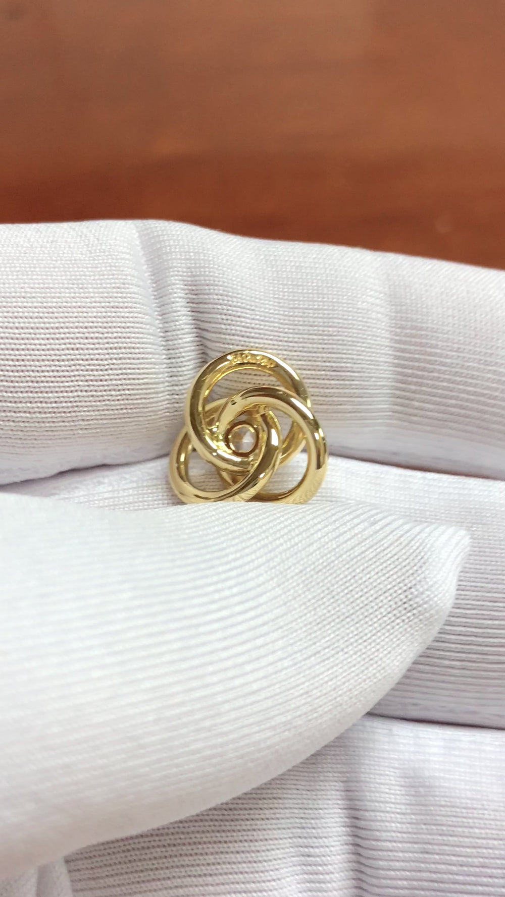 Tiffany & Co. 18K Yellow Gold Three Hoop Diamond Pendant Vintage 2000s
