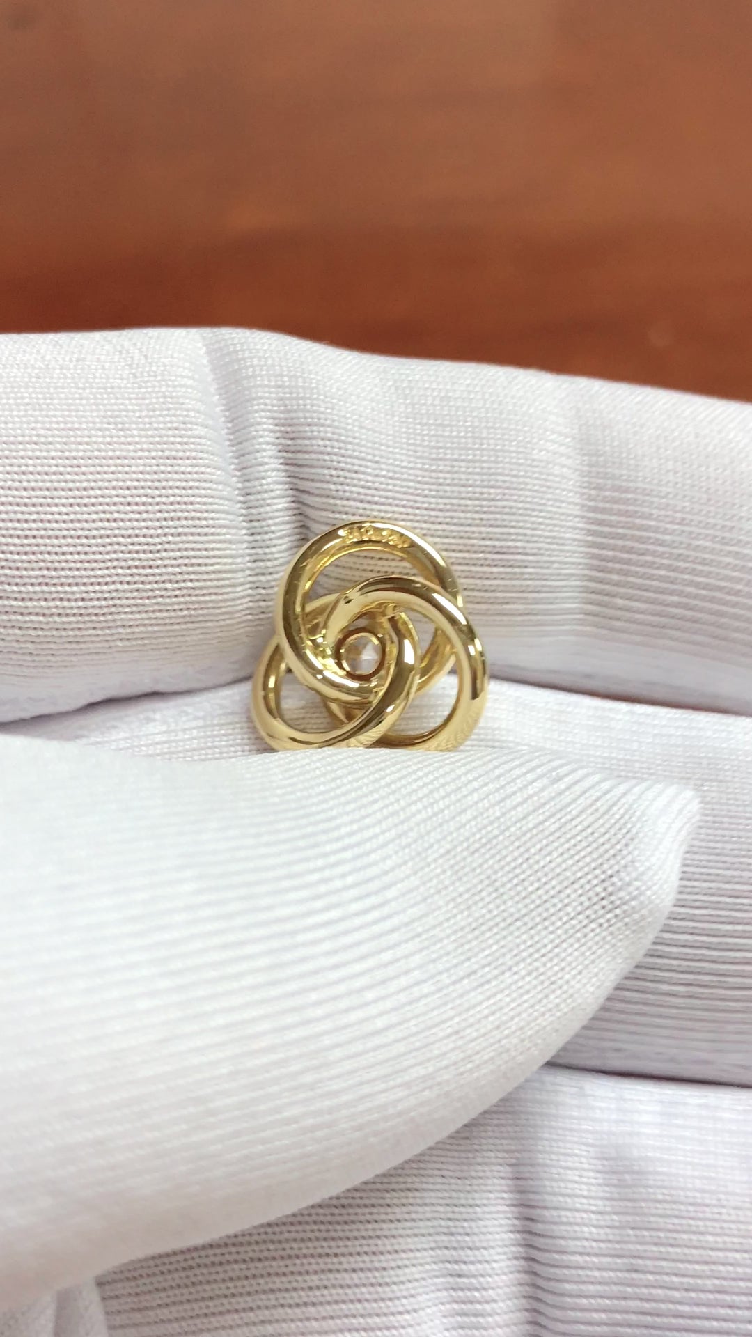 Tiffany & Co. 18K Yellow Gold Three Hoop Diamond Pendant Vintage 2000s
