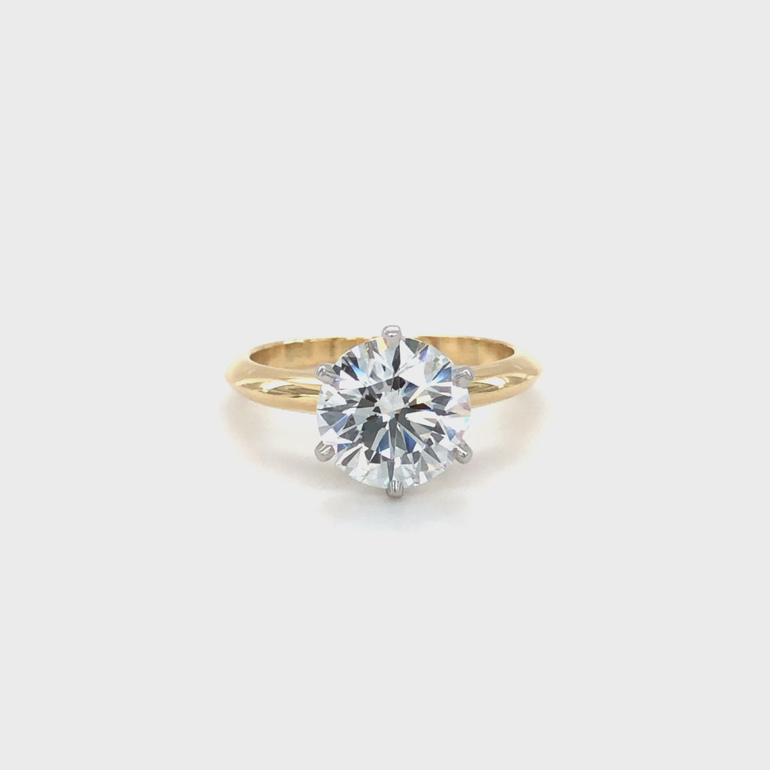 Tiffany & Co 18K Yellow Gold Platinum 2.42 ct DVS1 Round Diamond Engagement Ring