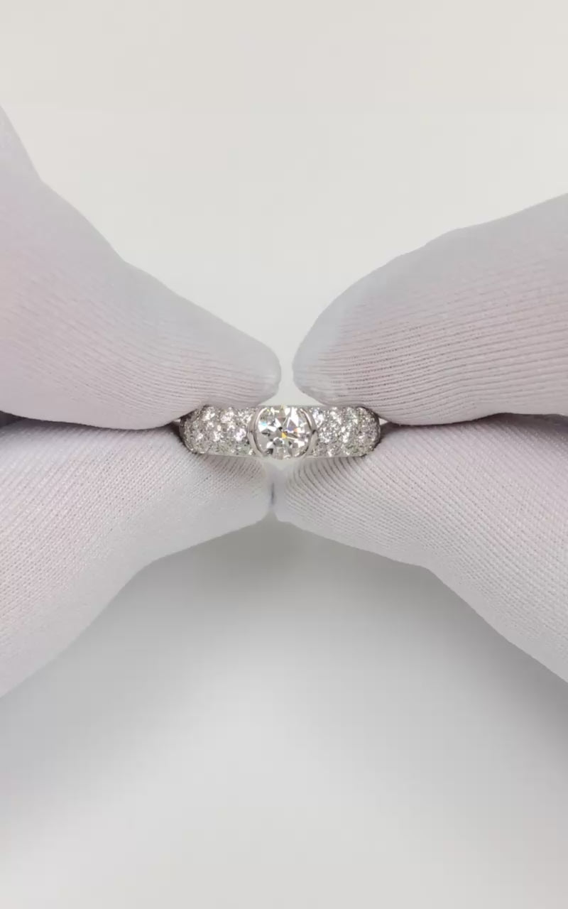 Tiffany & Co. Etoile Platinum 1.26 Cts Total Round Pave Diamond Engagement Ring