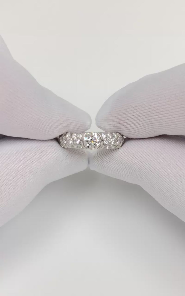Tiffany & Co. Etoile Platinum 1.26 Cts Total Round Pave Diamond Engagement Ring