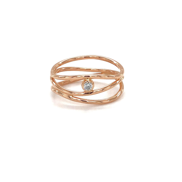 Tiffany & Co Elsa Peretti 18K Rose Gold Three-Row Diamond Band Ring Size 6.5