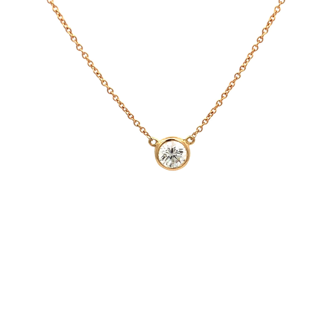 Tiffany & Co. Elsa Peretti Bezel Diamond Pendant Necklace 18K Yellow Gold .45 Ct