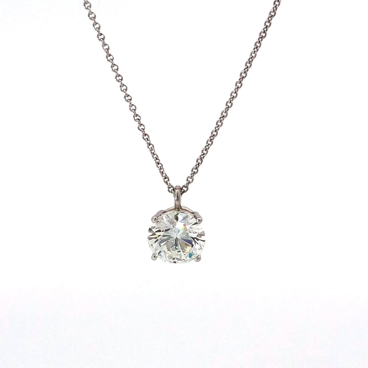 Tiffany & Co. Platinum Round Diamond Solitaire Pendant Necklace 2.12 ct FVS1 GIA