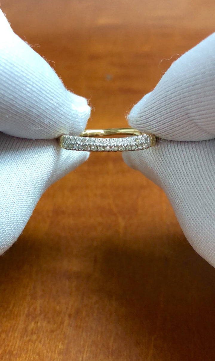 John Hardy Bamboo Collection 18K Yellow Gold Double Row Diamond Band Ring