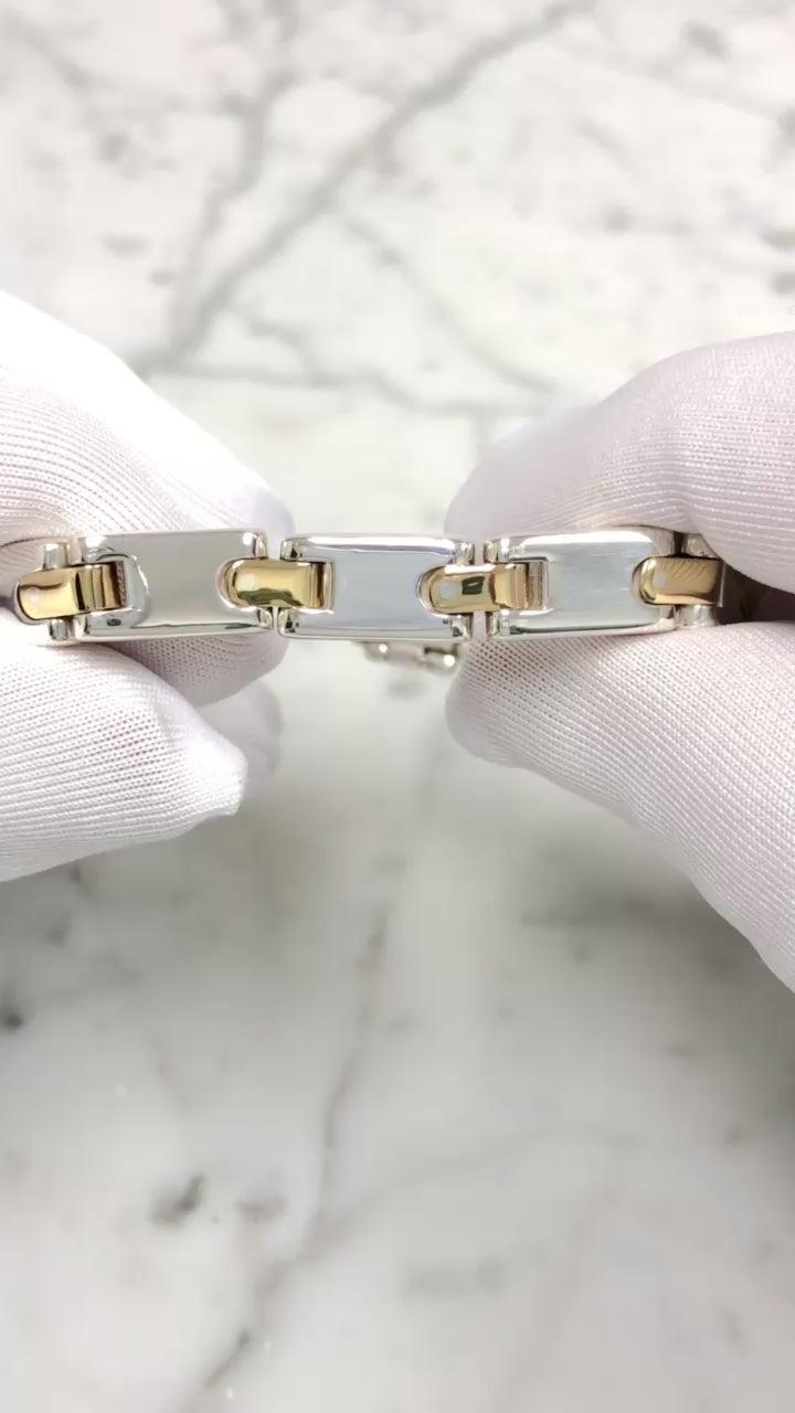 Tiffany & Co Vintage Silver 18K Yellow gold H Link Bracelet  6.75"
