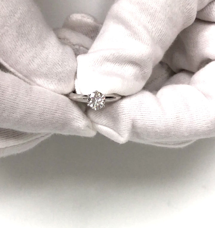 Vintage Tiffany & Co Platinum Solitaire .74 H VS2 Round Diamond Engagement Ring