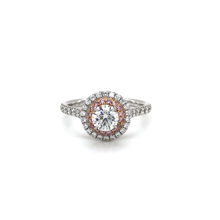 Tiffany & Co. Plat 18K Soleste Round Fancy Pink Diamond Engagement Ring .89ct TW