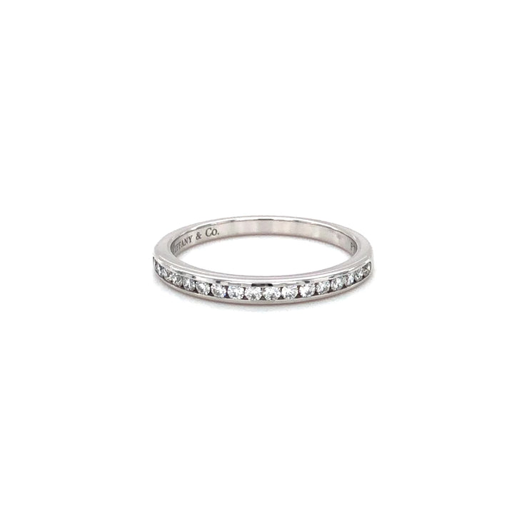 Tiffany & Co Platinum Half Circle Eternity Band Ring .17ct 2 mm Size 6