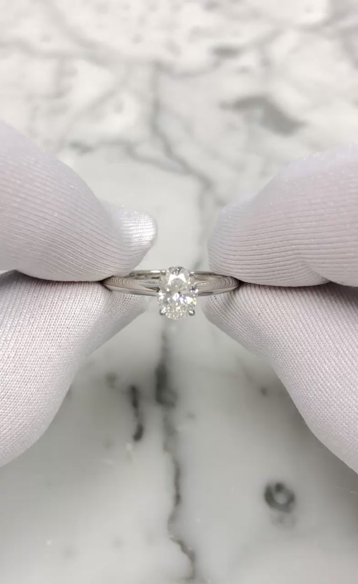 Tiffany & Co. Platinum .95ct E VS2 Oval Diamond Engagement Ring