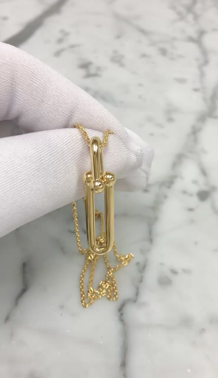 Tiffany & Co. 18K Yellow Gold HardWear Elongated Link Pendant Necklace – Large