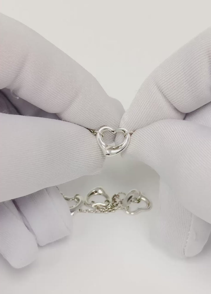 Tiffany & Co. Sterling Silver Elsa Peretti 5-Open Heart Bracelet 7.5”